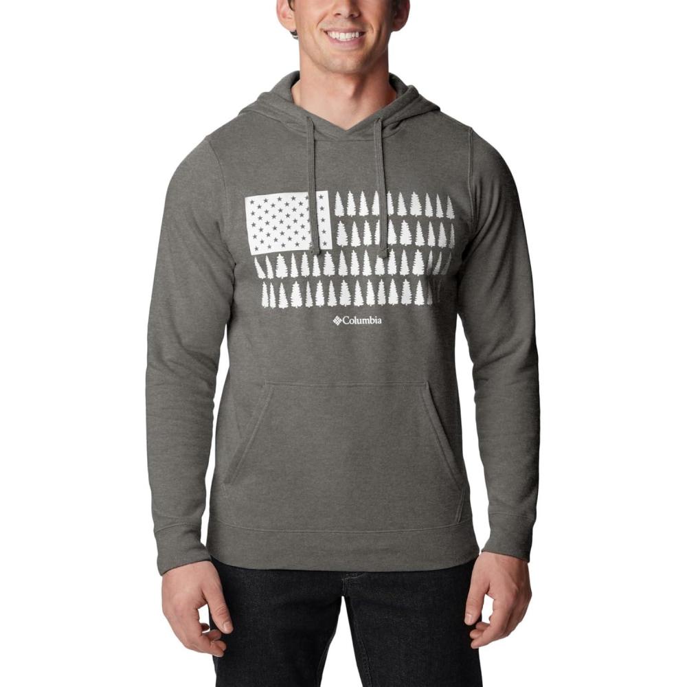 imageColumbia mens Trek HoodieCharcoal Heather Treeline Flag Graphic