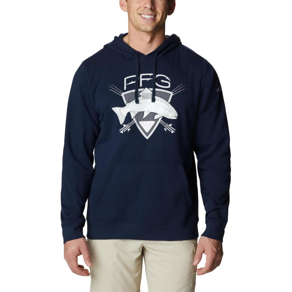 imageColumbia mens Trek HoodieCollegiate Navy Freshwater Graphic