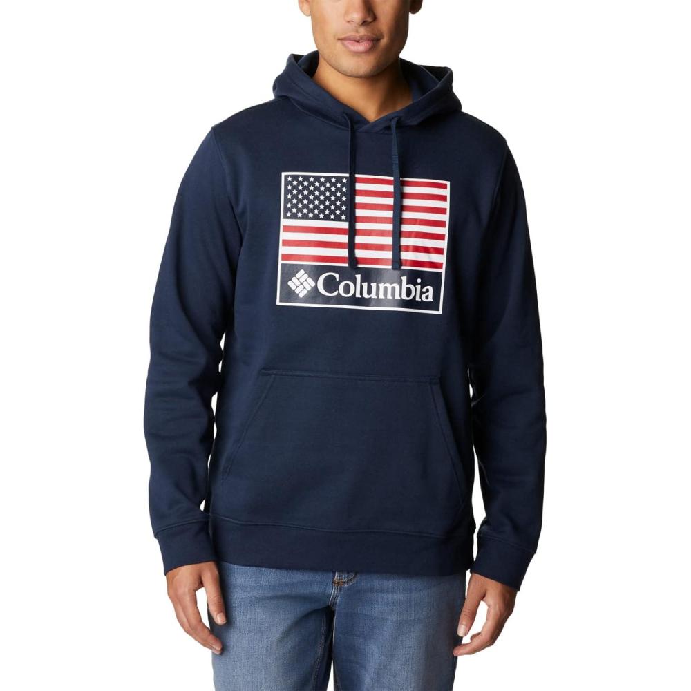 imageColumbia mens Trek HoodieCollegiate NavyUs Flag Stamp