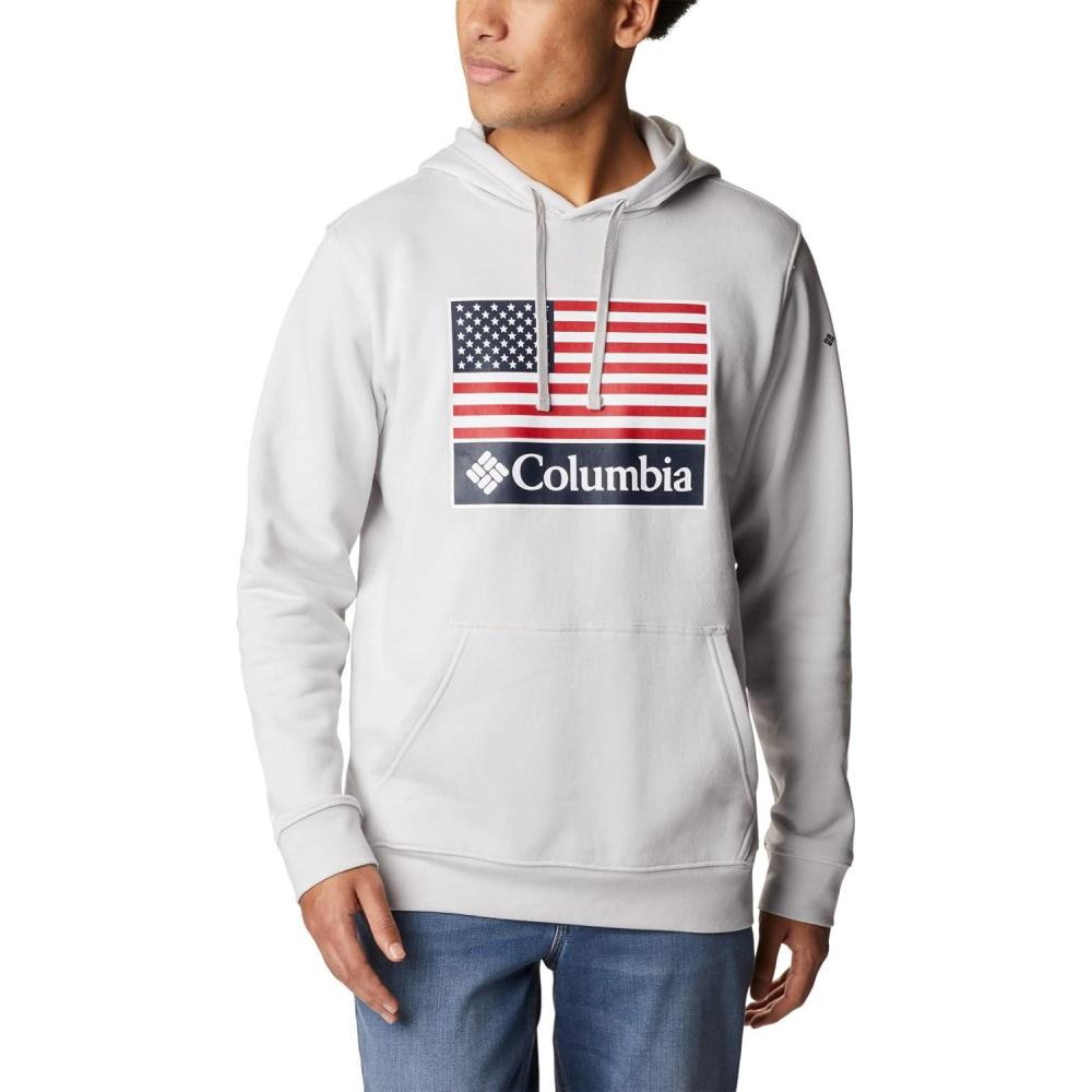 imageColumbia mens Trek HoodieNimbus GreyUs Flag Stamp