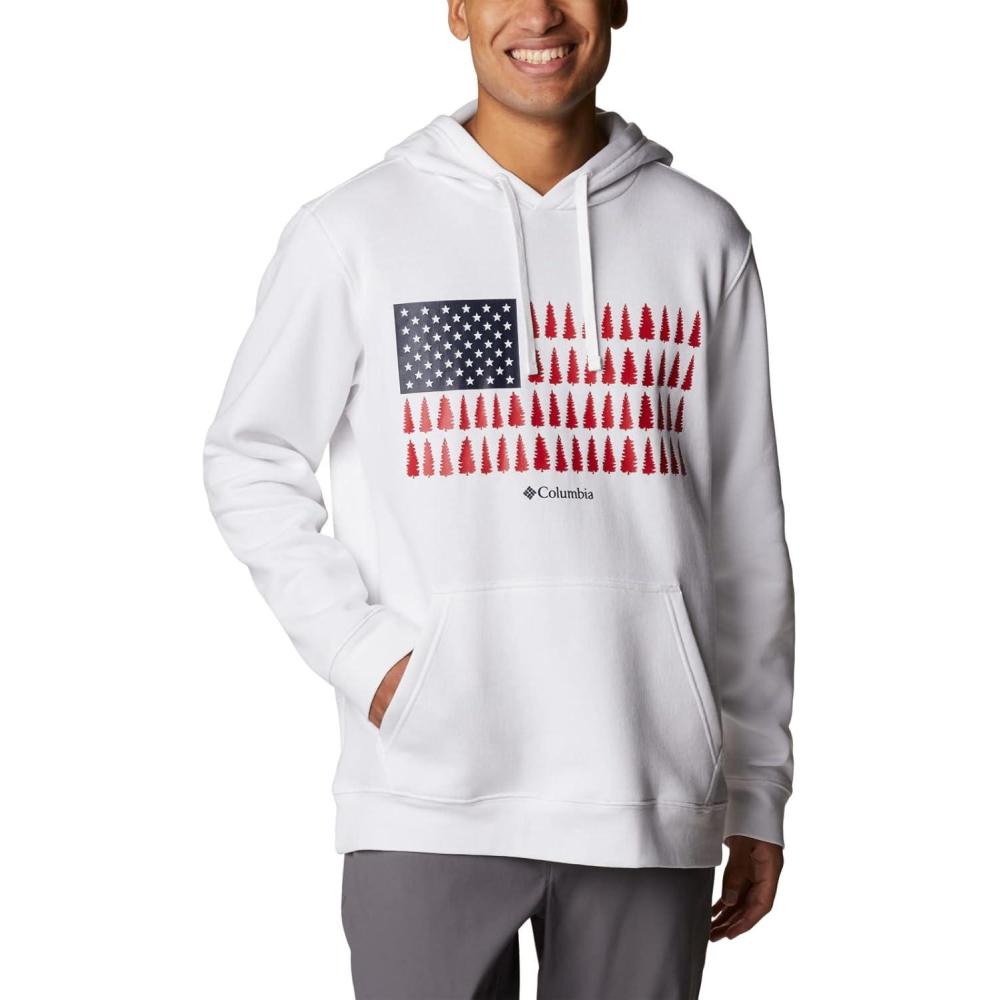 imageColumbia mens Trek HoodieWhiteTreestriped Flag