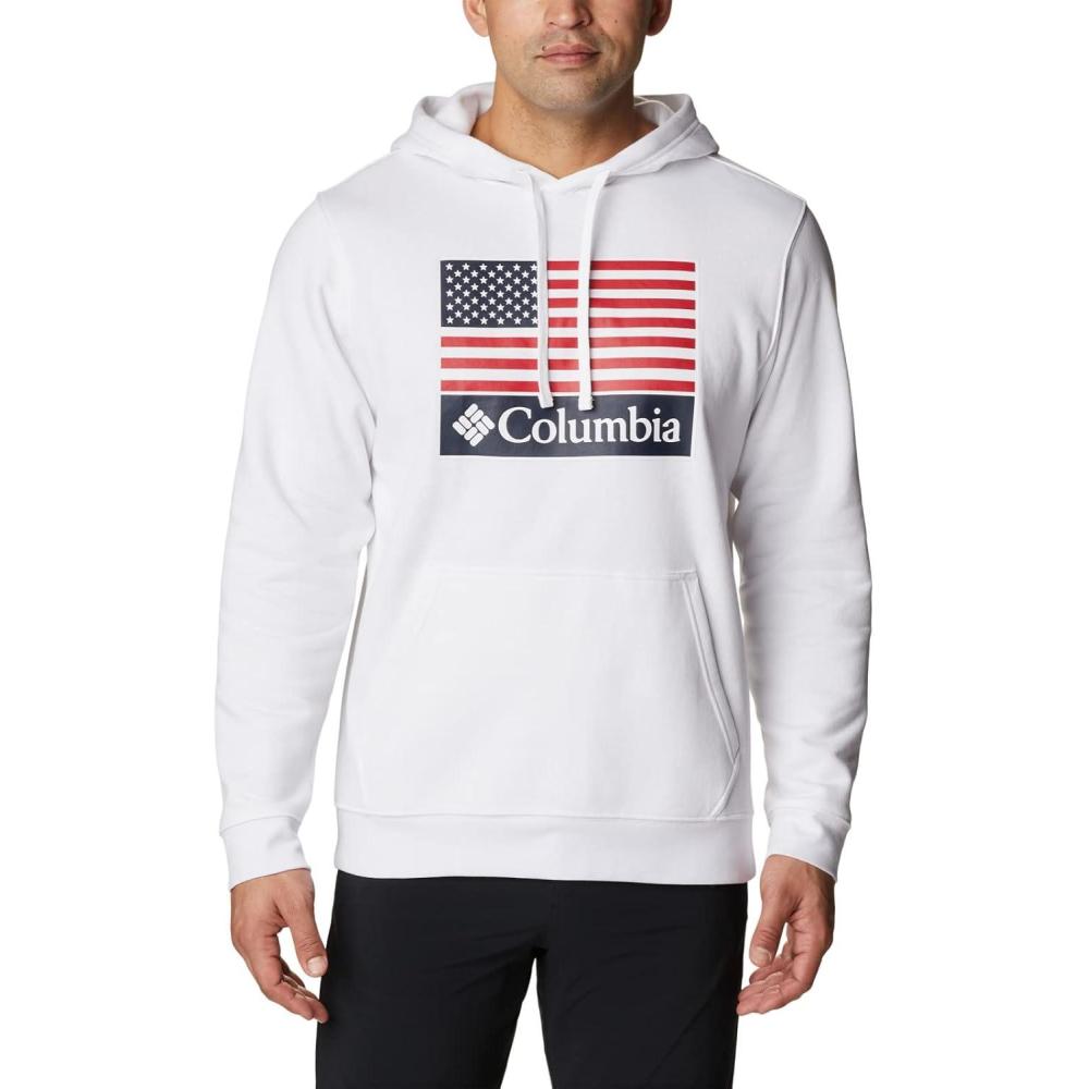 imageColumbia mens Trek HoodieWhiteUs Flag Stamp