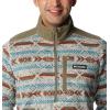 Columbia mens Sweater Weather II Printed Half Zip(Stone Blue Checkered Peaks Print)