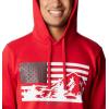 Columbia mens Trek Hoodie(Mountain Red/Us Hood Flag)