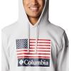 Columbia mens Trek Hoodie(Nimbus Grey/Us Flag Stamp)