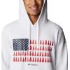 Columbia mens Trek Hoodie(White/Treestriped Flag)
