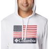 Columbia mens Trek Hoodie(White/Us Flag Stamp)