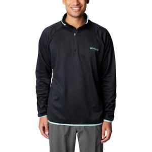Columbia Men’s PFG Terminal Fleece 1/4 Zip(Black/Gulf Stream)