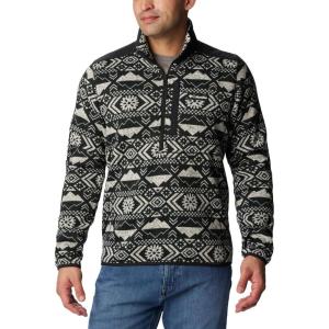 Columbia mens Sweater Weather II Printed Half Zip(Black Checkered Peaks Tonal Print)