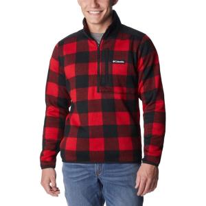 Columbia mens Sweater Weather II Printed Half Zip(Mountain Red Check Print)