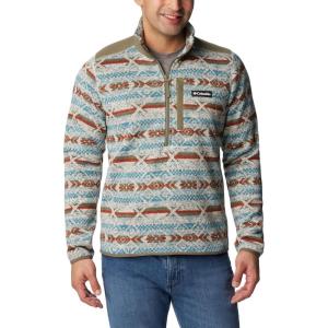 Columbia mens Sweater Weather II Printed Half Zip(Stone Blue Checkered Peaks Print)