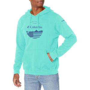 Columbia mens Trek Hoodie(Bright Aqua Heather/Fun With Flags Graphic)