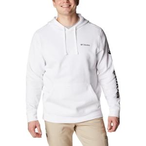 Columbia mens Trek Hoodie(White/Csc Sleeve Logo)