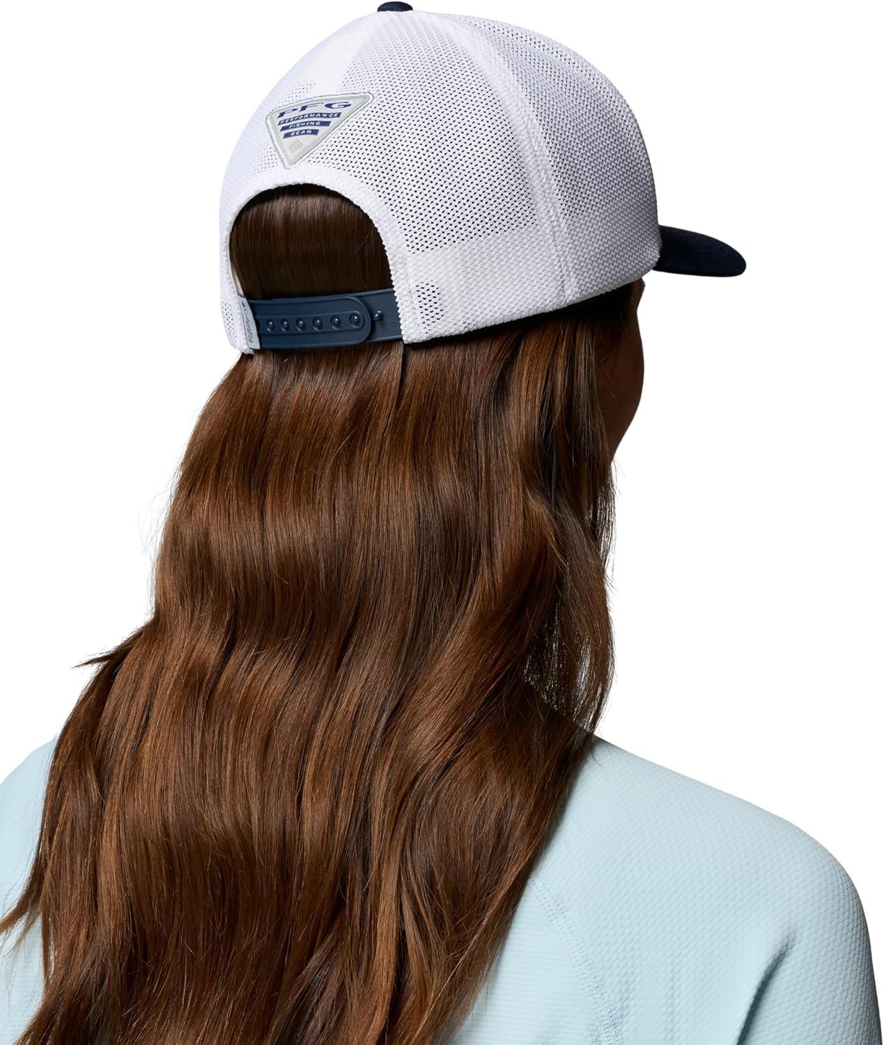 imageColumbia Unisex PFG Mesh 3D Stretch Snap BackCollegiate NavyAmericana Badge