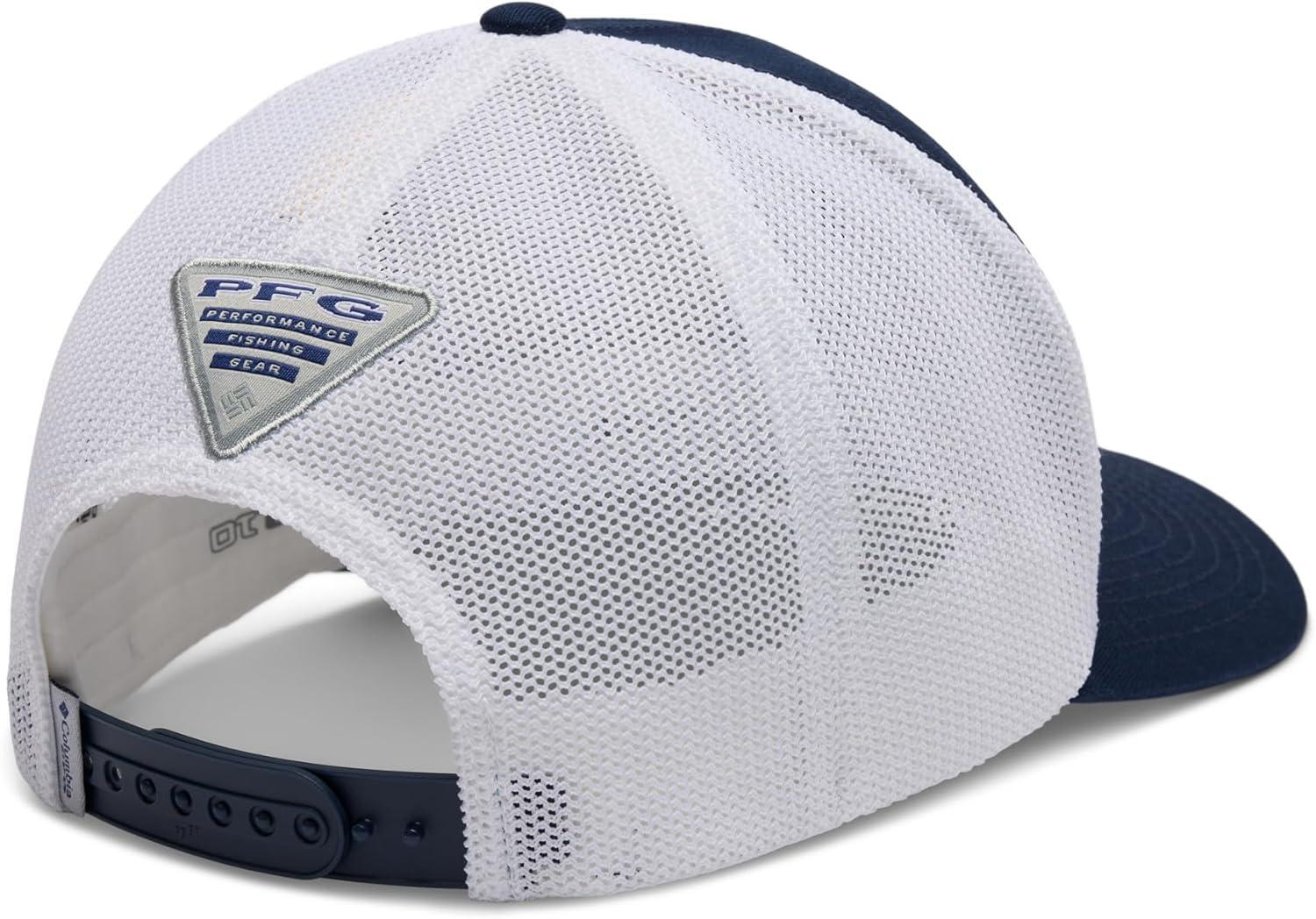imageColumbia Unisex PFG Mesh 3D Stretch Snap BackCollegiate NavyAmericana Badge