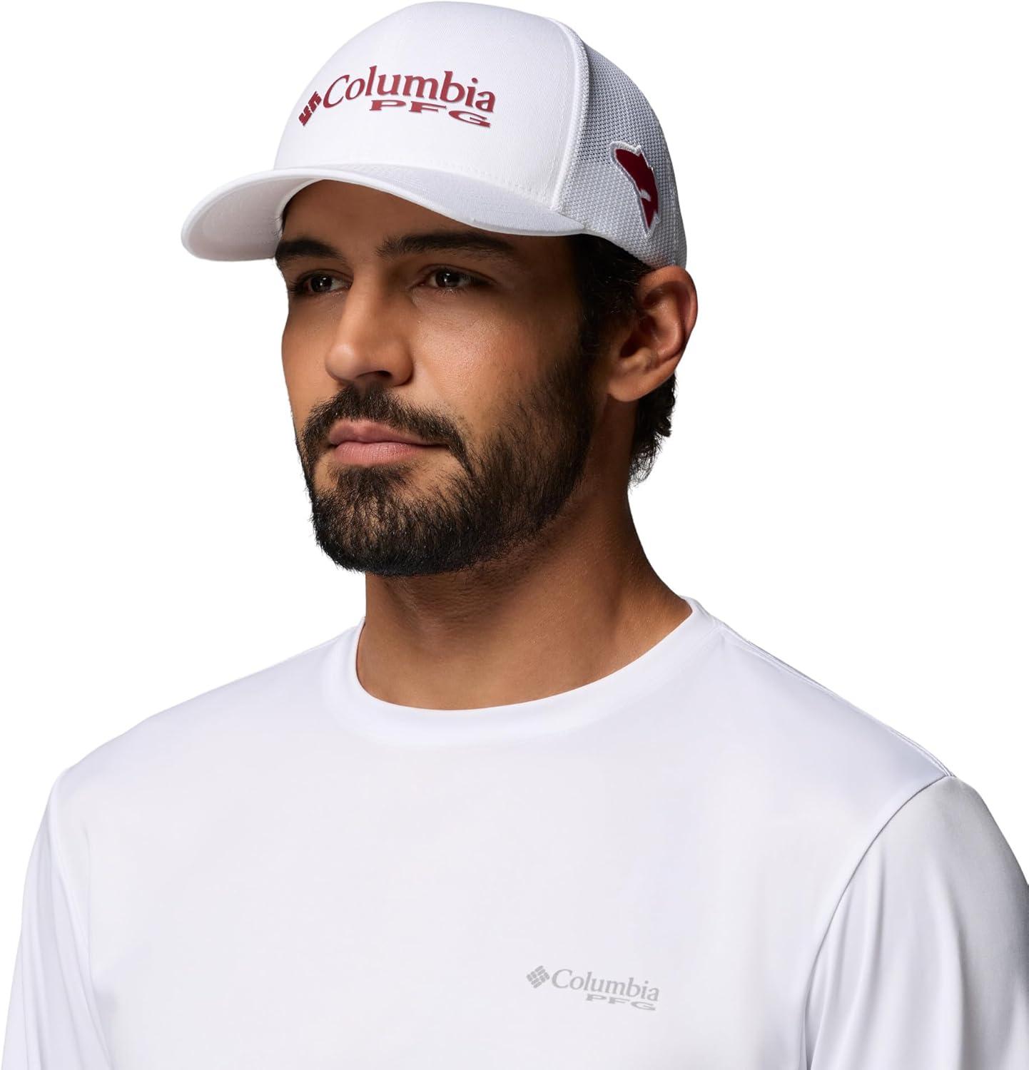 imageColumbia Unisex PFG Mesh 3D Stretch Snap BackWhiteMulti Colored Weld
