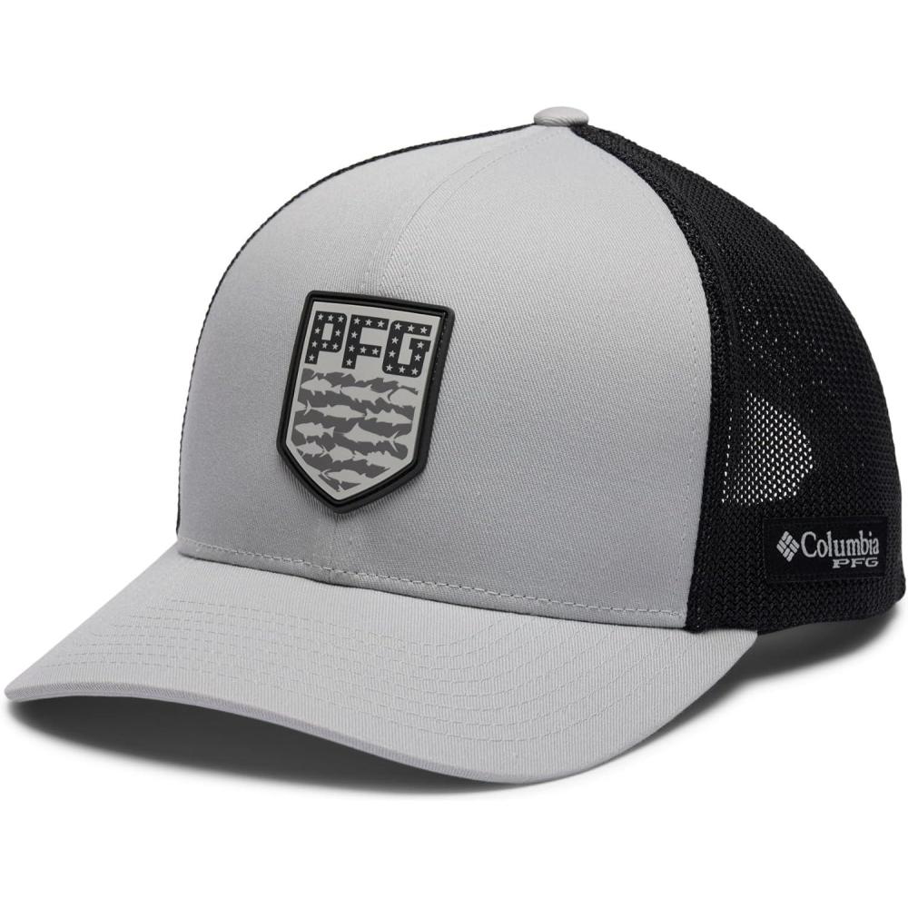 imageColumbia Unisex PFG Mesh 3D Stretch Snap BackCool GreyAmericana Badge