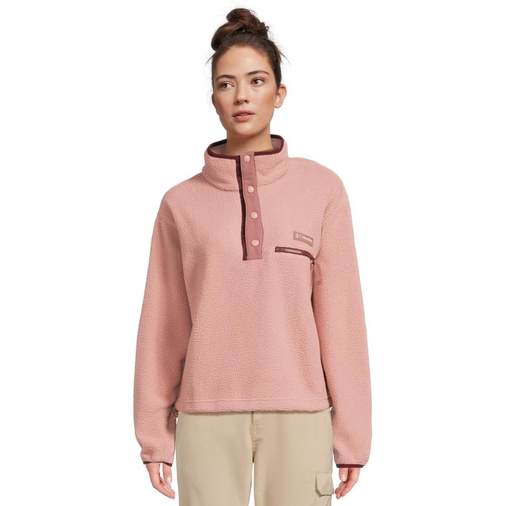 imageColumbia womens Helvetia Ii Cropped Half Snap FleeceEraser PinkFigRich Wine