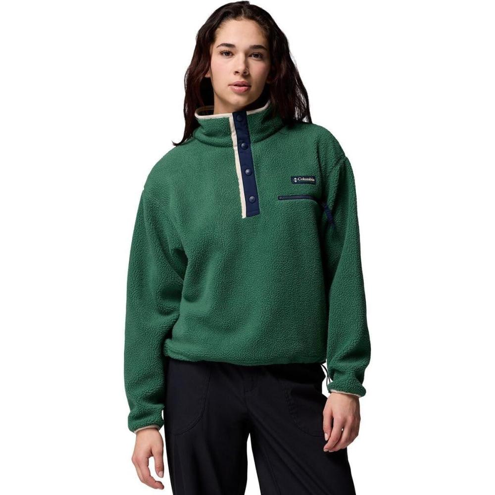 imageColumbia womens Helvetia Ii Cropped Half Snap FleeceRain ForestCollegiate NavyDark Stone