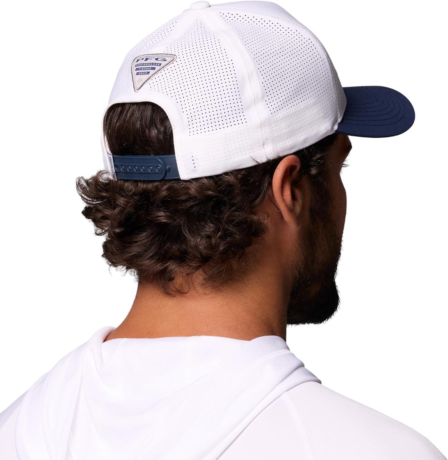 imageColumbia Unisex Adult PFG Elite 3D Stretch Snap BackWhiteColl NavyFish Flag