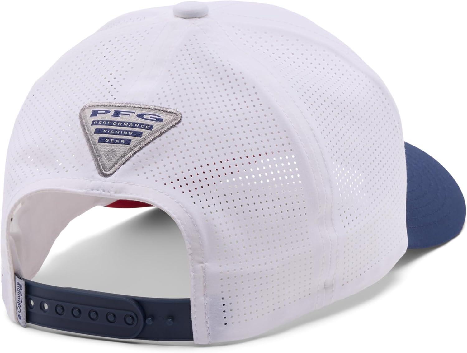 imageColumbia Unisex Adult PFG Elite 3D Stretch Snap BackWhiteColl NavyFish Flag