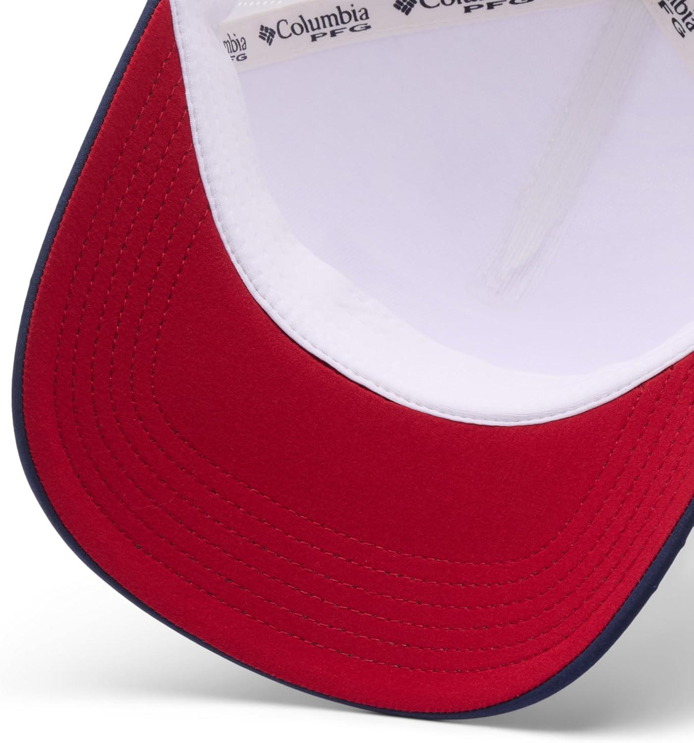 imageColumbia Unisex Adult PFG Elite 3D Stretch Snap BackWhiteColl NavyFish Flag