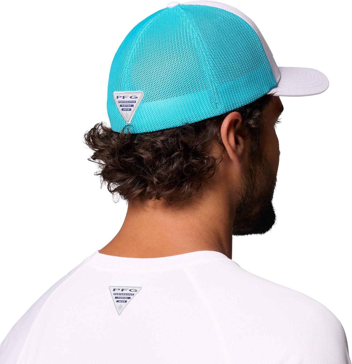 imageColumbia Unisex Adult PFG Logo Mesh Ball CapWhiteGuava PinkFish Flag