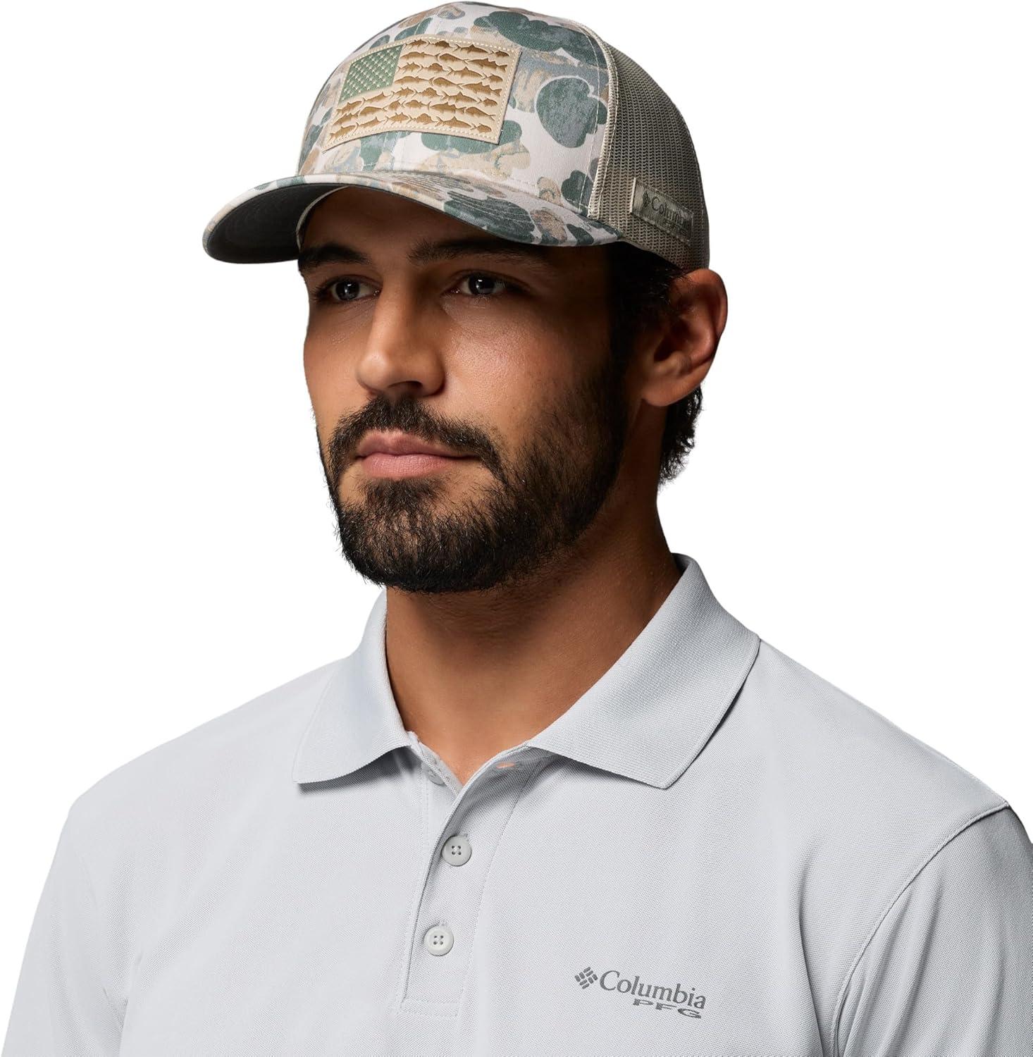 imageColumbia Unisex PFG Camo Snap BackFossil DeltawoodsFish Flag