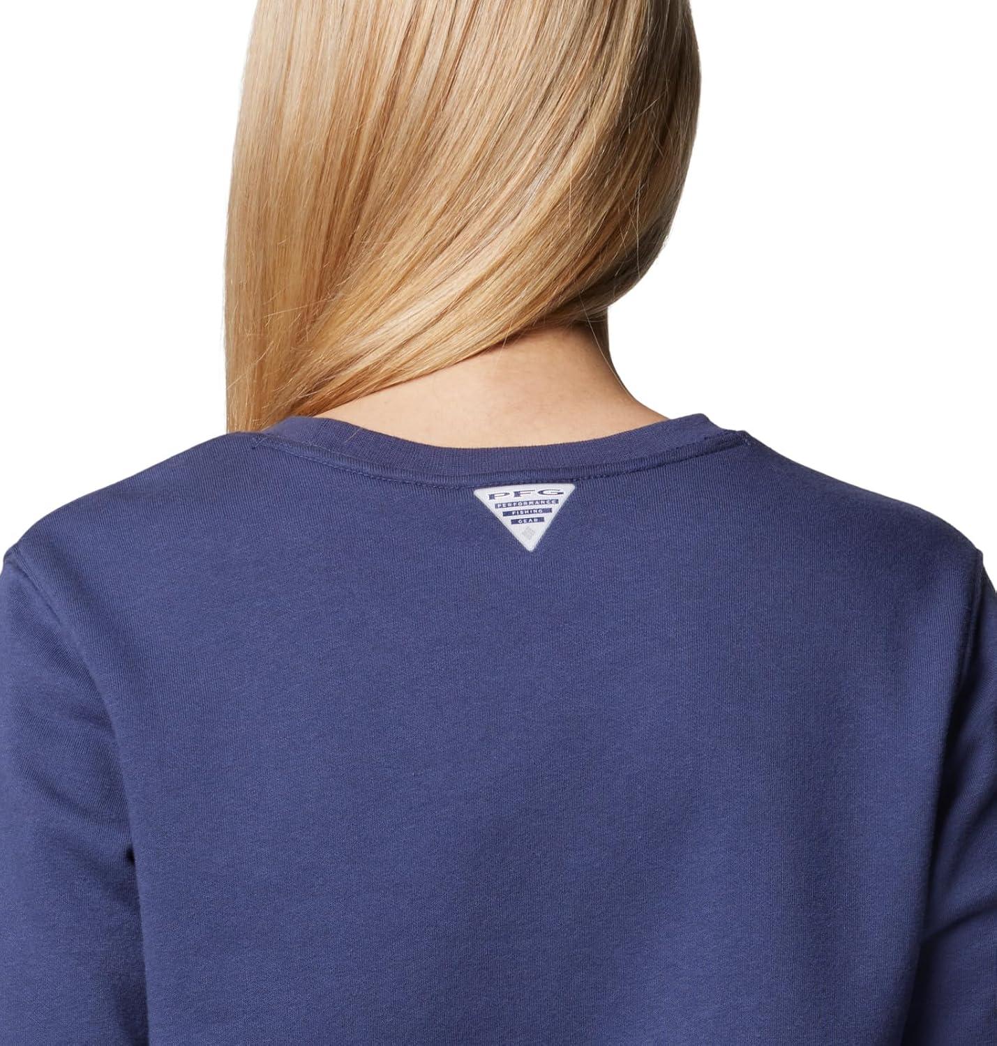 imageColumbia Womens Pfg Graphic Sweatshirt CrewNocturnalCrushed Blue Rookery Palms Lc