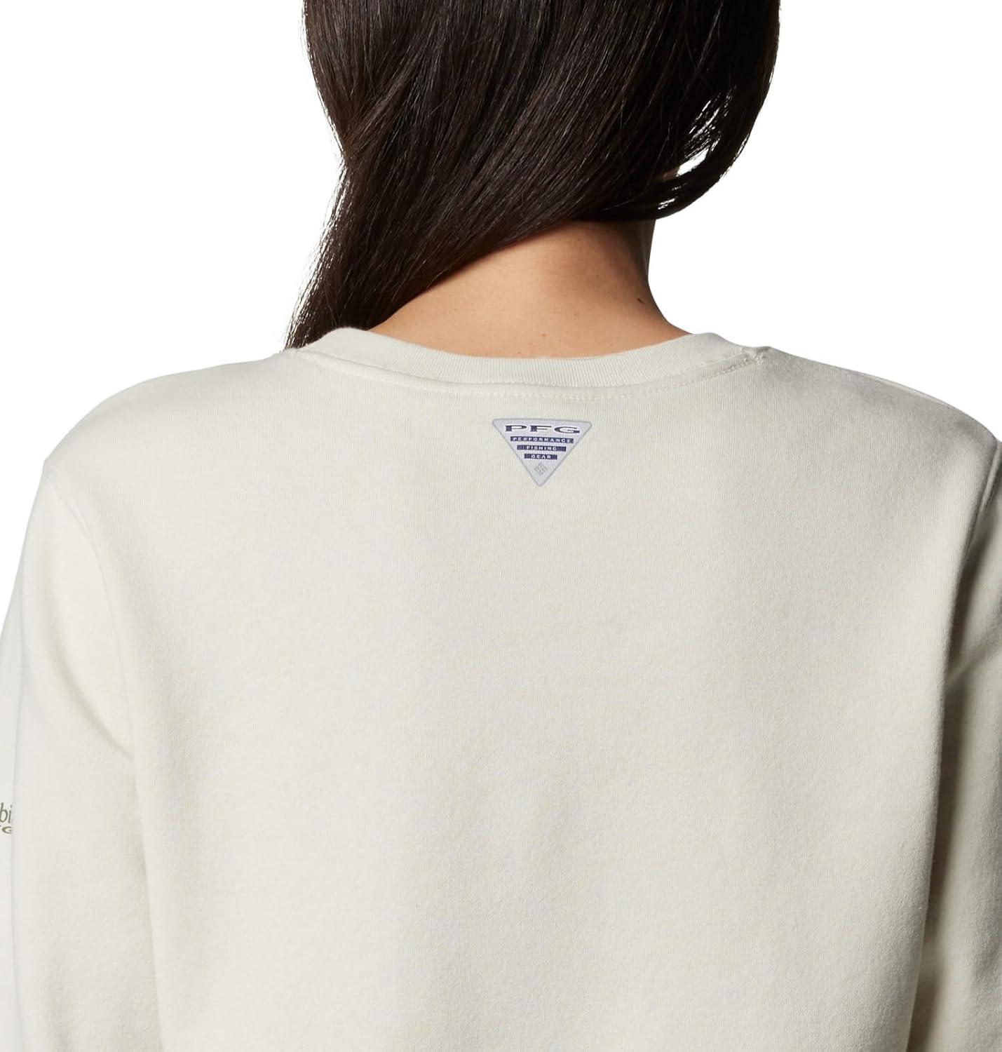 imageColumbia Womens Pfg Graphic Sweatshirt CrewStoneCypress Rookery Palms Lc