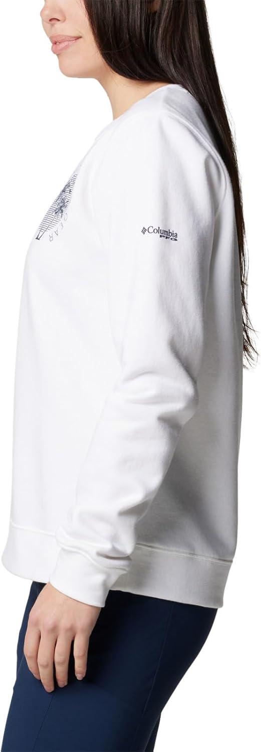 imageColumbia Womens Pfg Graphic Sweatshirt CrewWhiteCollegiate Navy Rookery Palms Lc