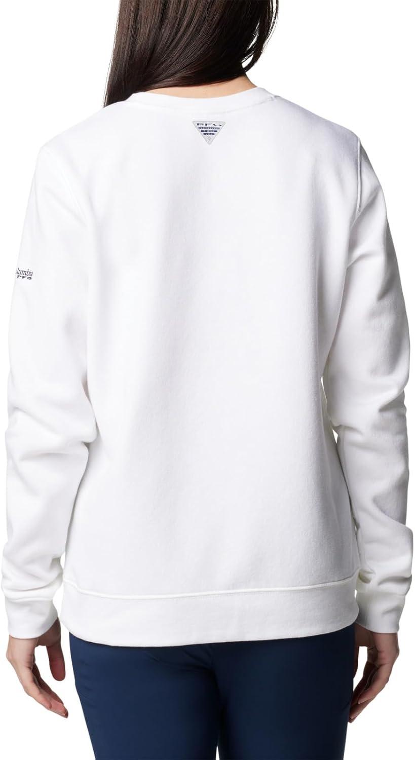 imageColumbia Womens Pfg Graphic Sweatshirt CrewWhiteCollegiate Navy Rookery Palms Lc