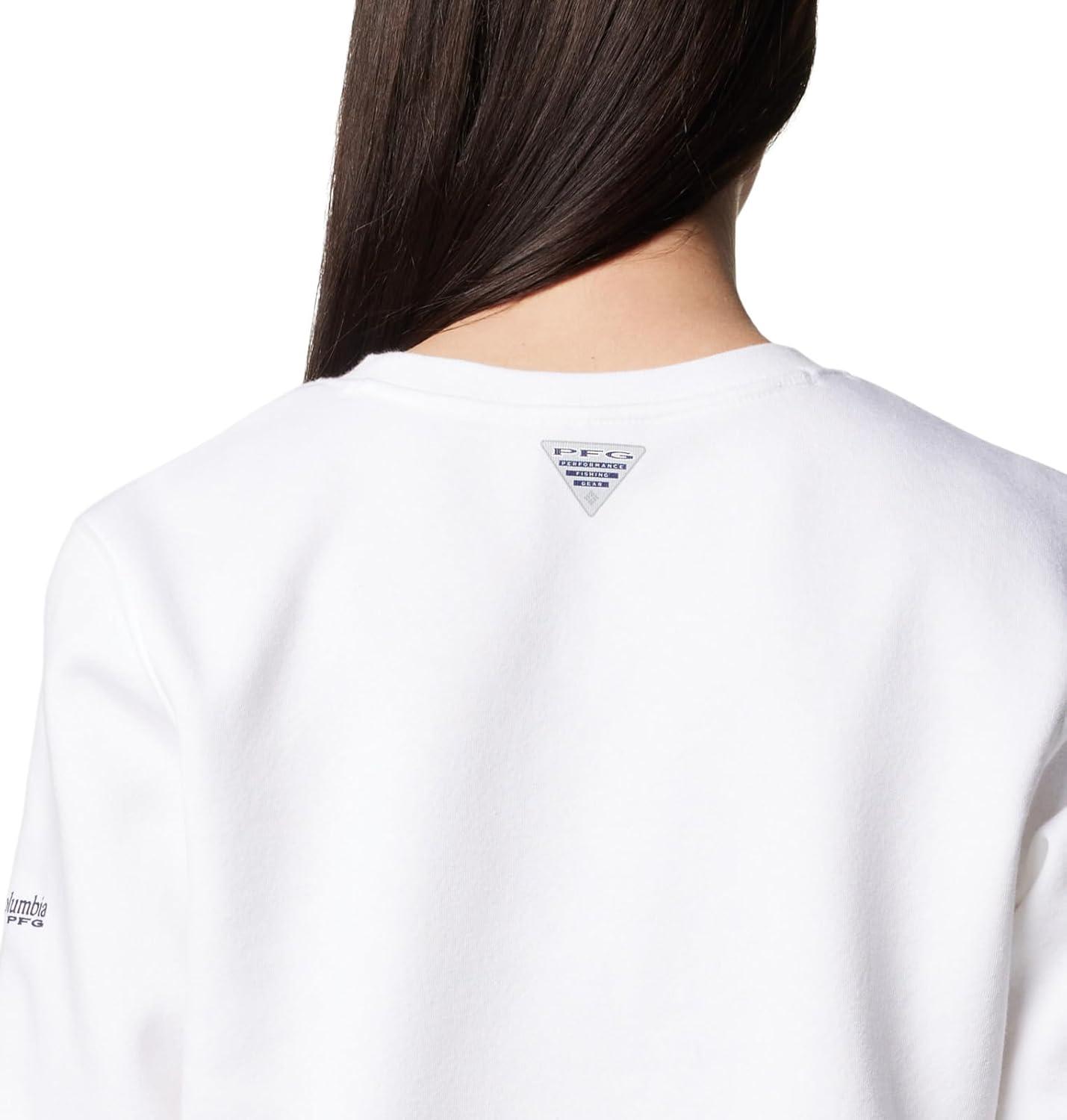 imageColumbia Womens Pfg Graphic Sweatshirt CrewWhiteCollegiate Navy Rookery Palms Lc