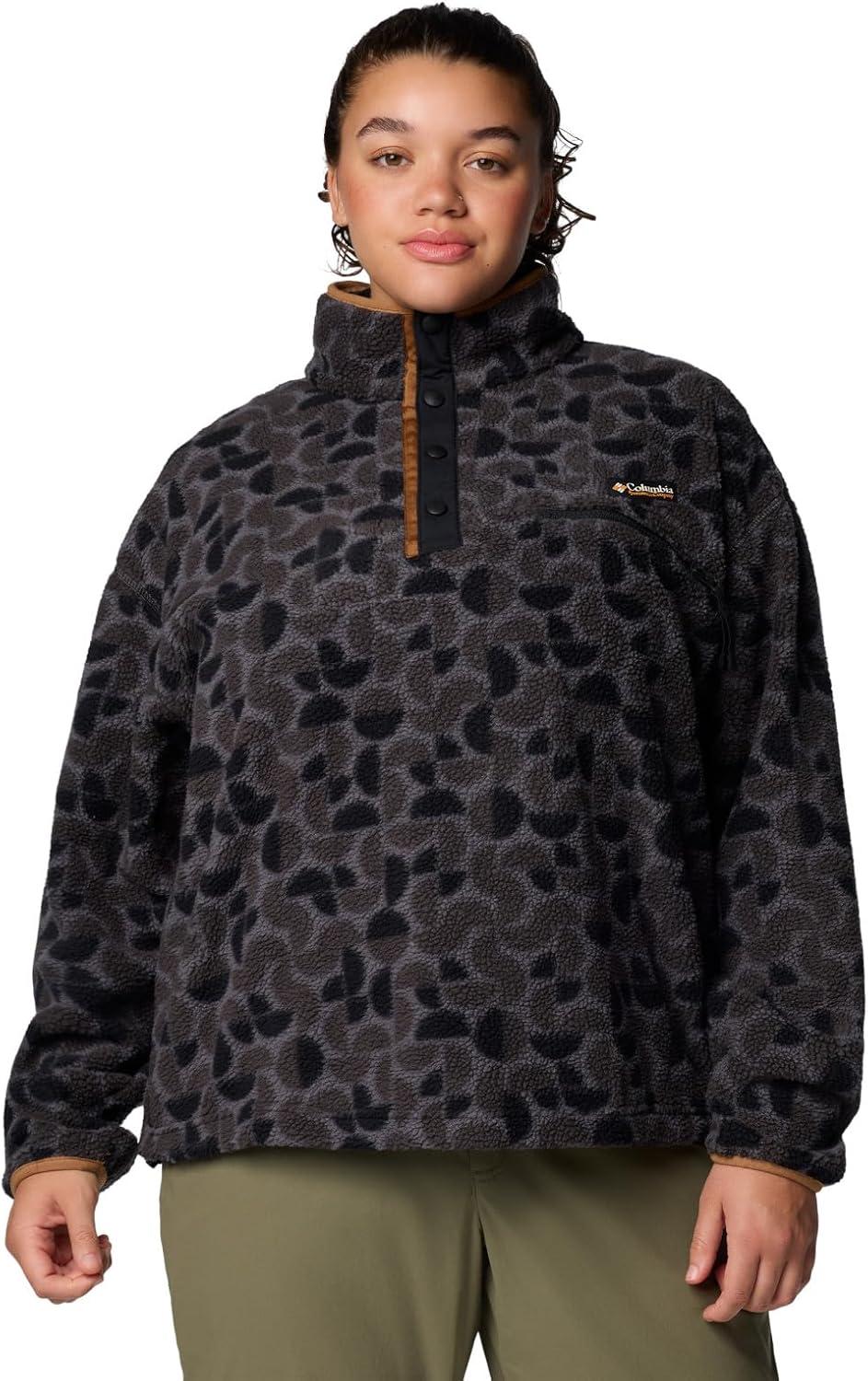 imageColumbia womens Helvetia Ii Printed Cropped Half SnapBlack Retroscape