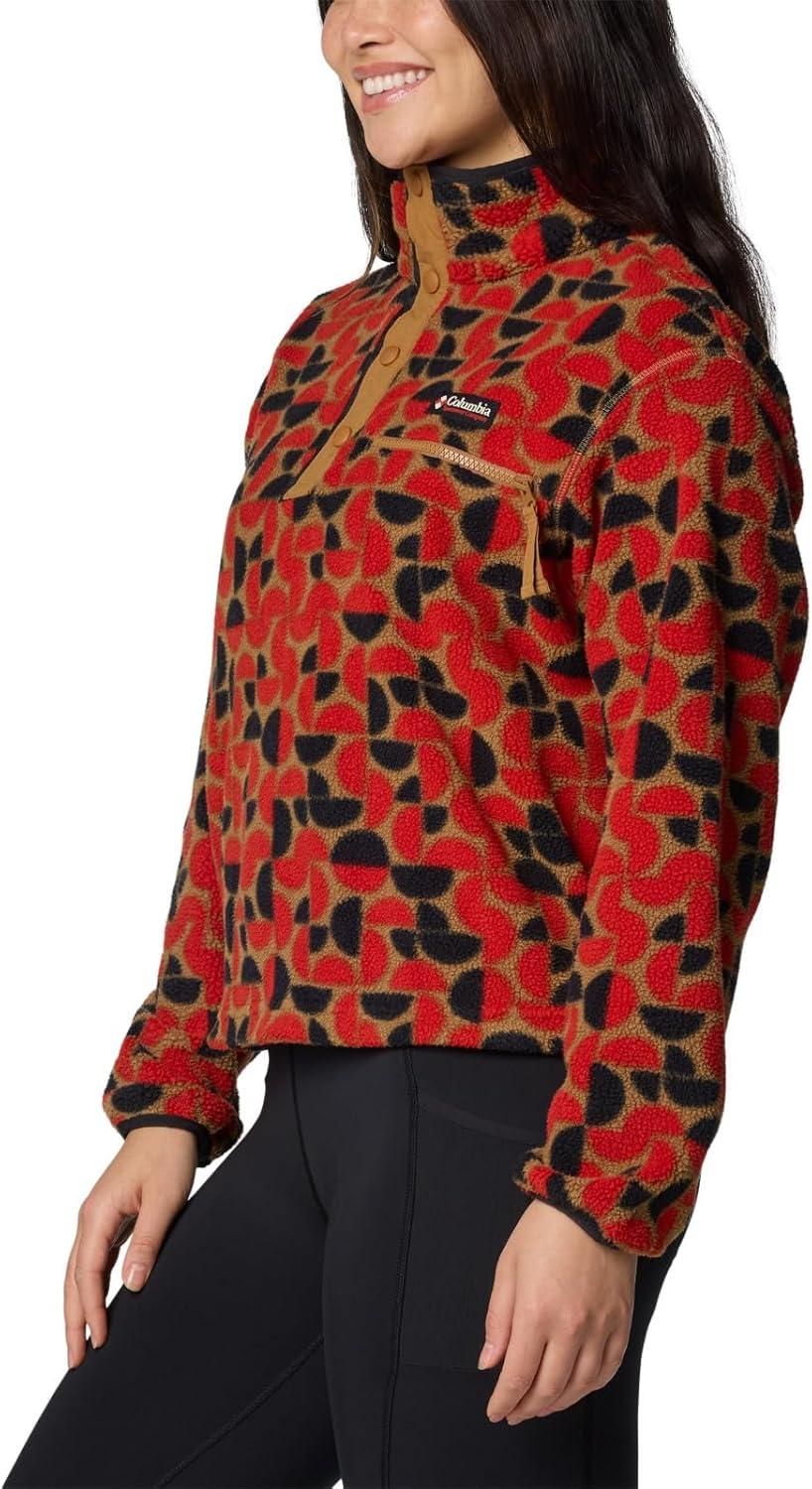 imageColumbia womens Helvetia Ii Printed Cropped Half SnapSail Red Retroscape