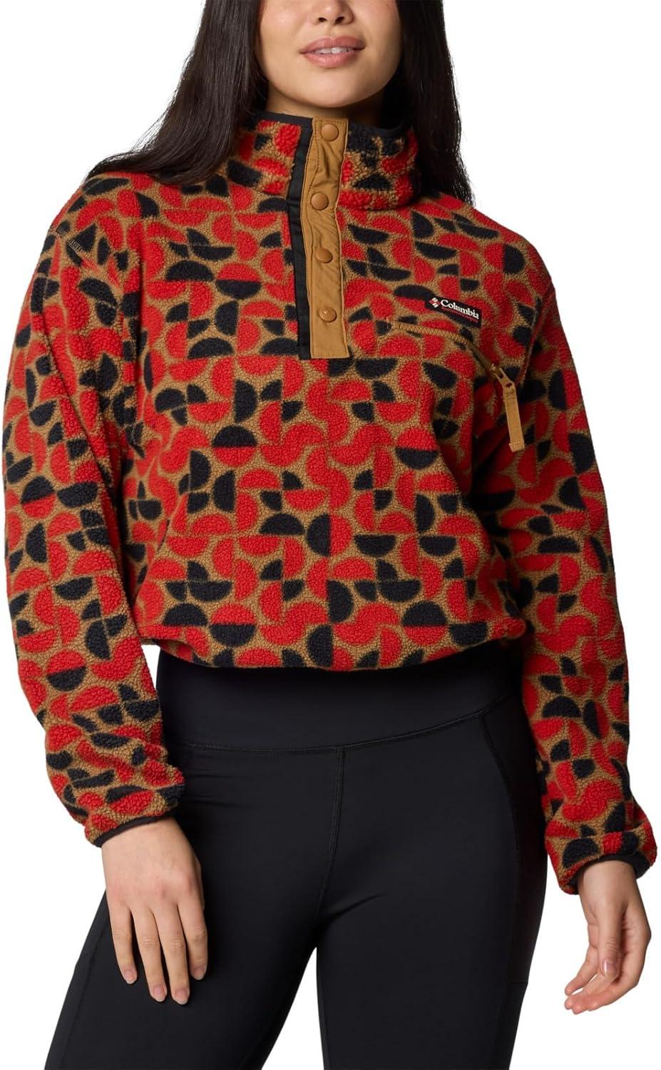 imageColumbia womens Helvetia Ii Printed Cropped Half SnapSail Red Retroscape