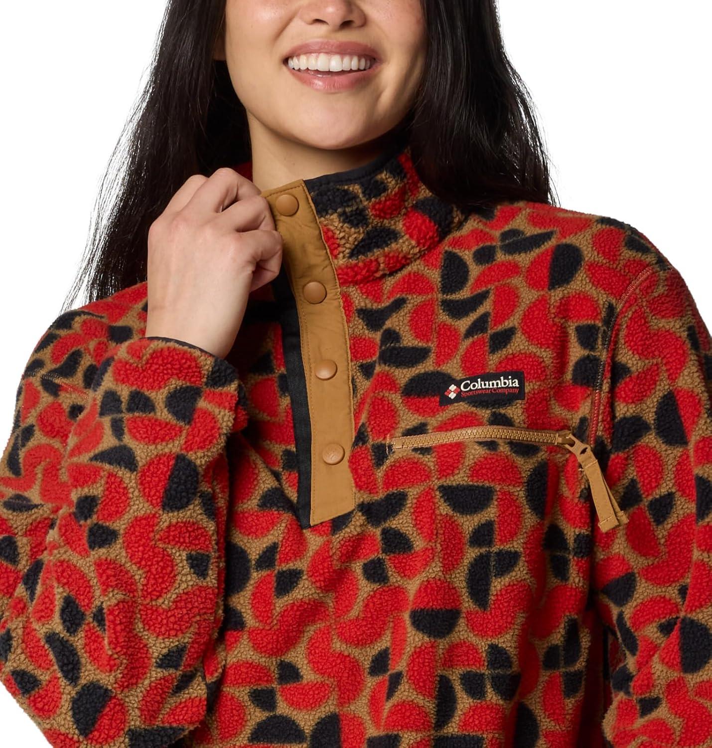 imageColumbia womens Helvetia Ii Printed Cropped Half SnapSail Red Retroscape