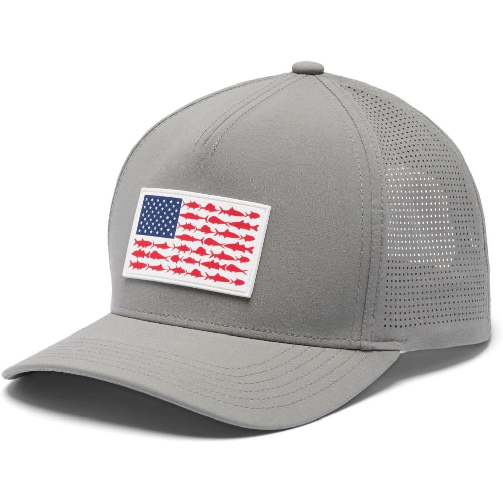 imageColumbia Unisex Adult PFG Elite 3D Stretch Snap BackTitaniumFish Flag