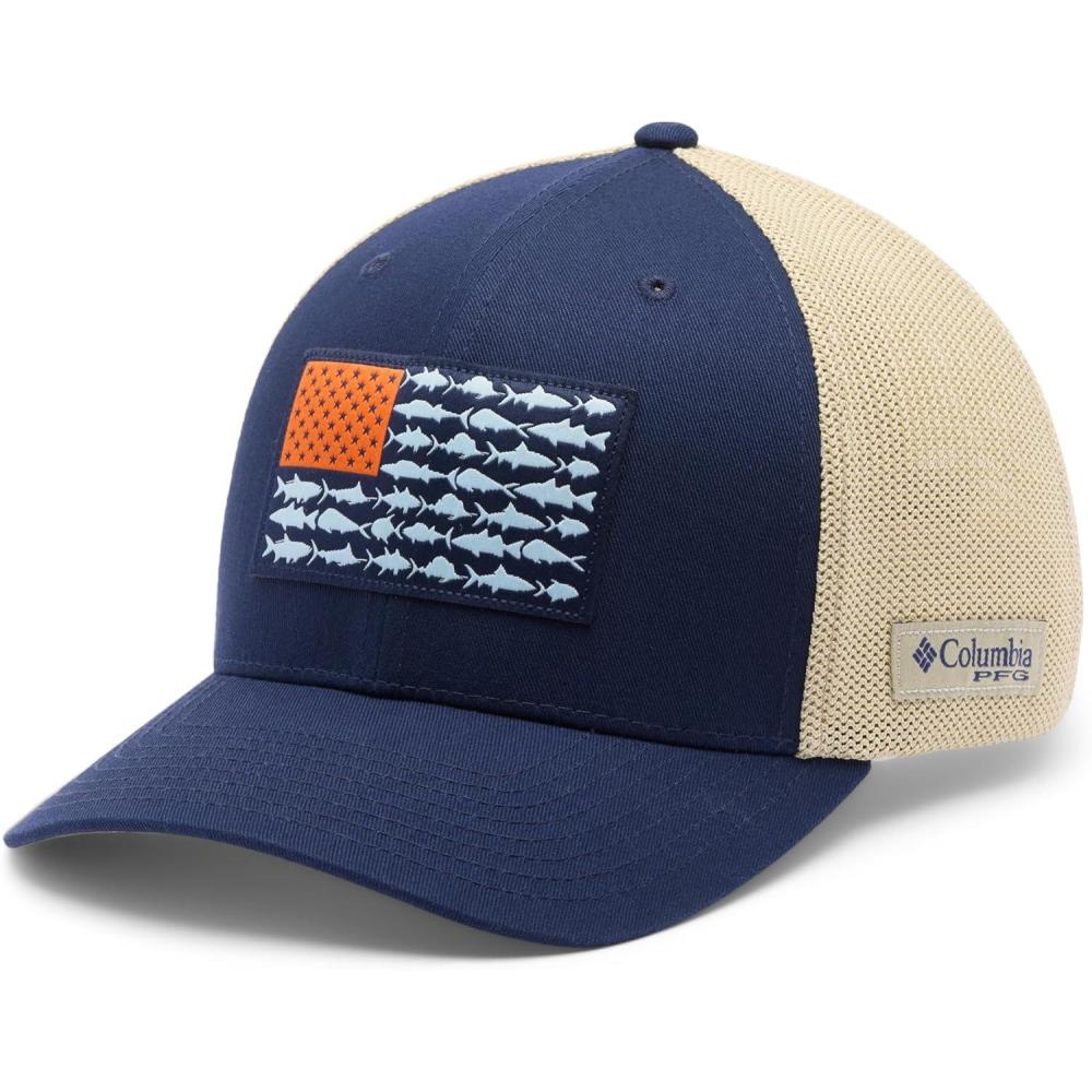 imageColumbia Unisex Adult PFG Logo Mesh Ball CapCollegiate NavyFish Flag