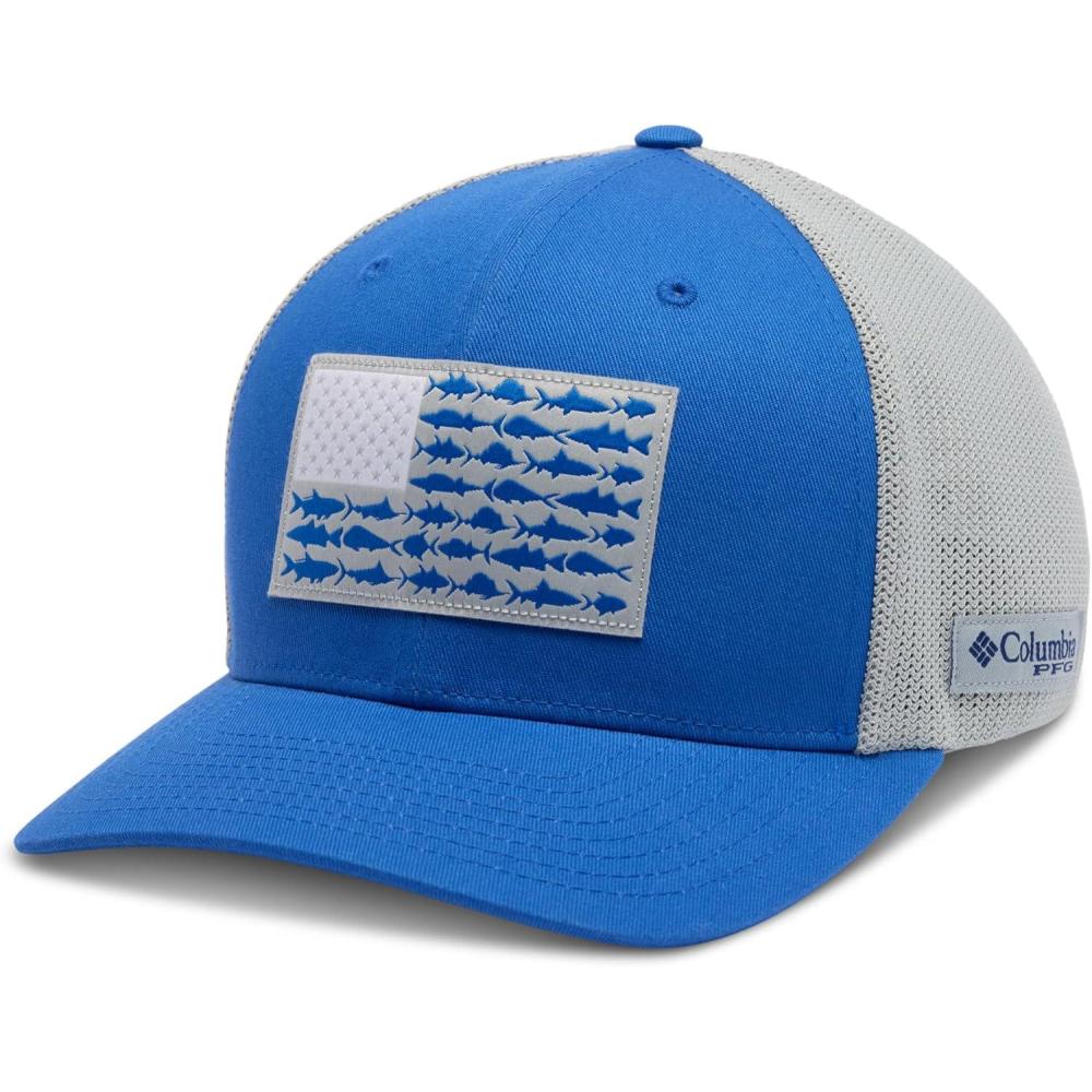 imageColumbia Unisex Adult PFG Logo Mesh Ball CapVivid BlueFish Flag