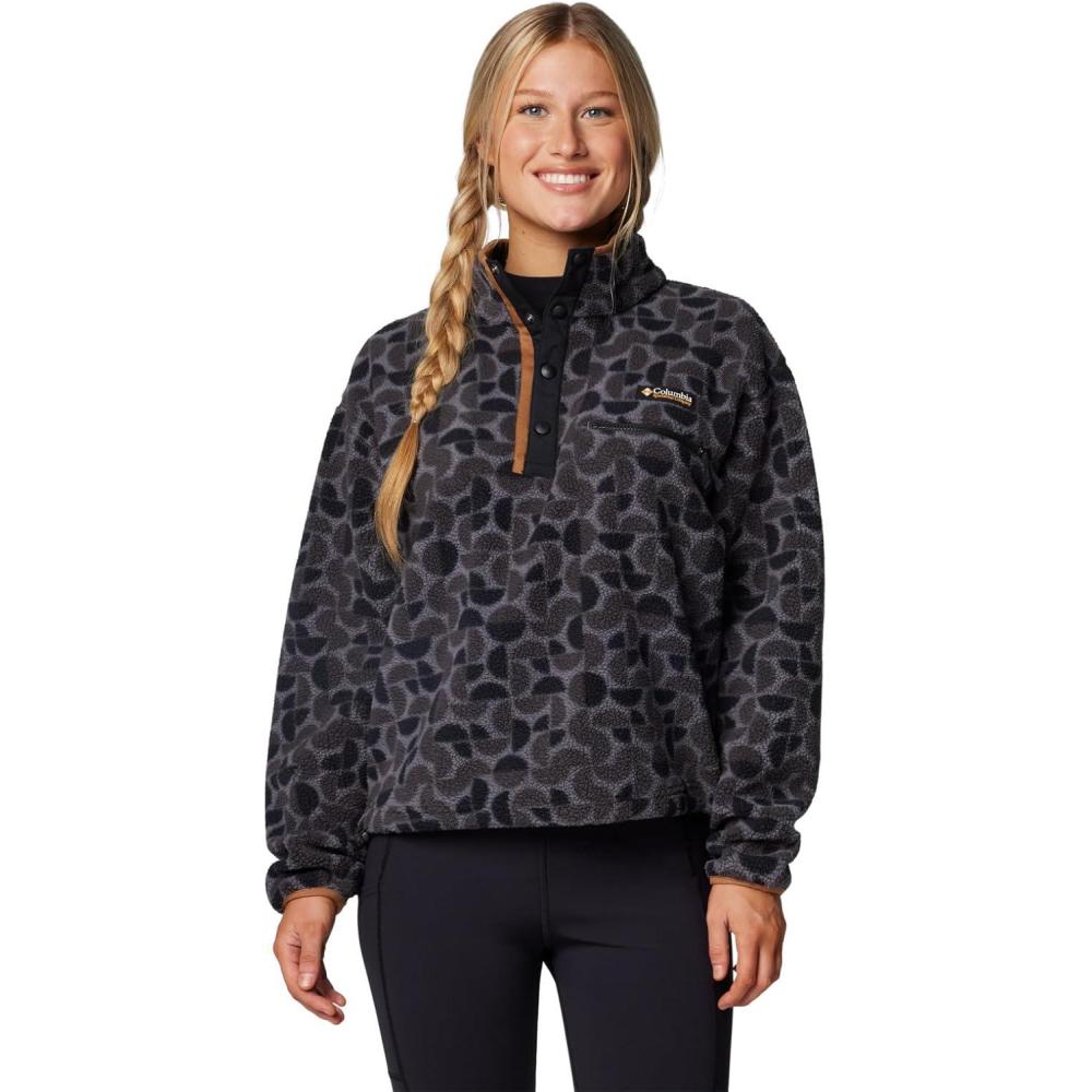 imageColumbia womens Helvetia Ii Printed Cropped Half SnapBlack Retroscape
