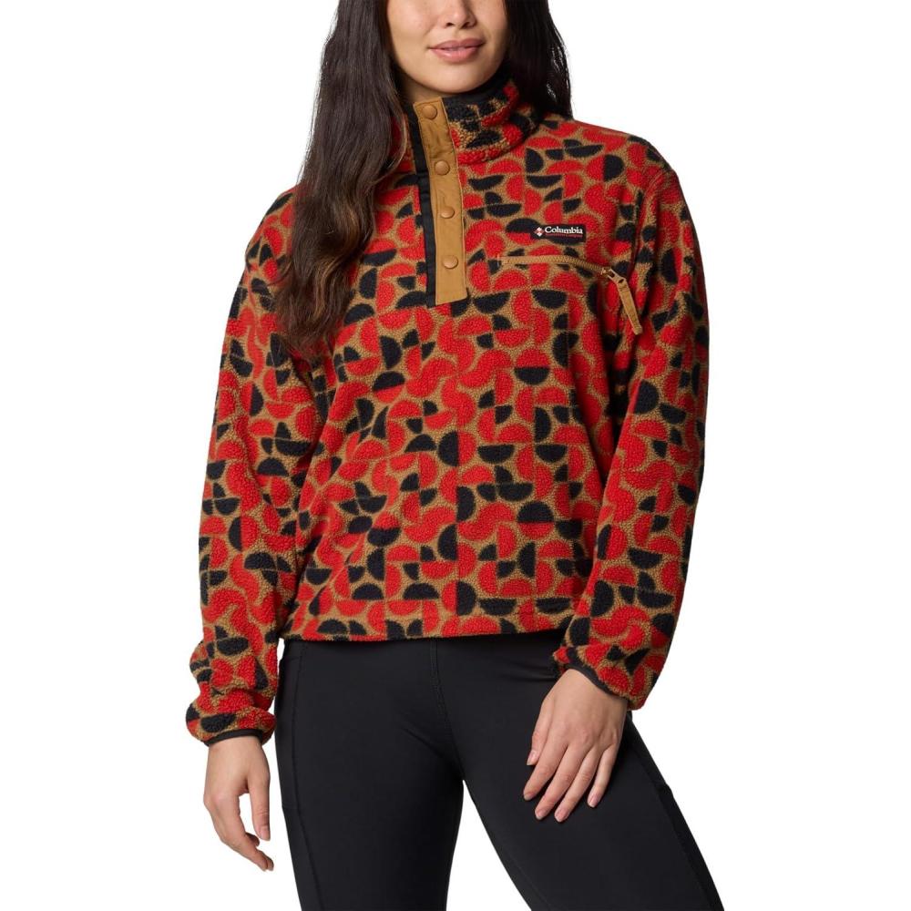 imageColumbia womens Helvetia Ii Printed Cropped Half SnapSail Red Retroscape