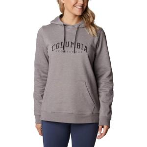 Columbia womens Trek Graphic Treatment Hoodie(Light Grey Heather/Csc Collegiate)