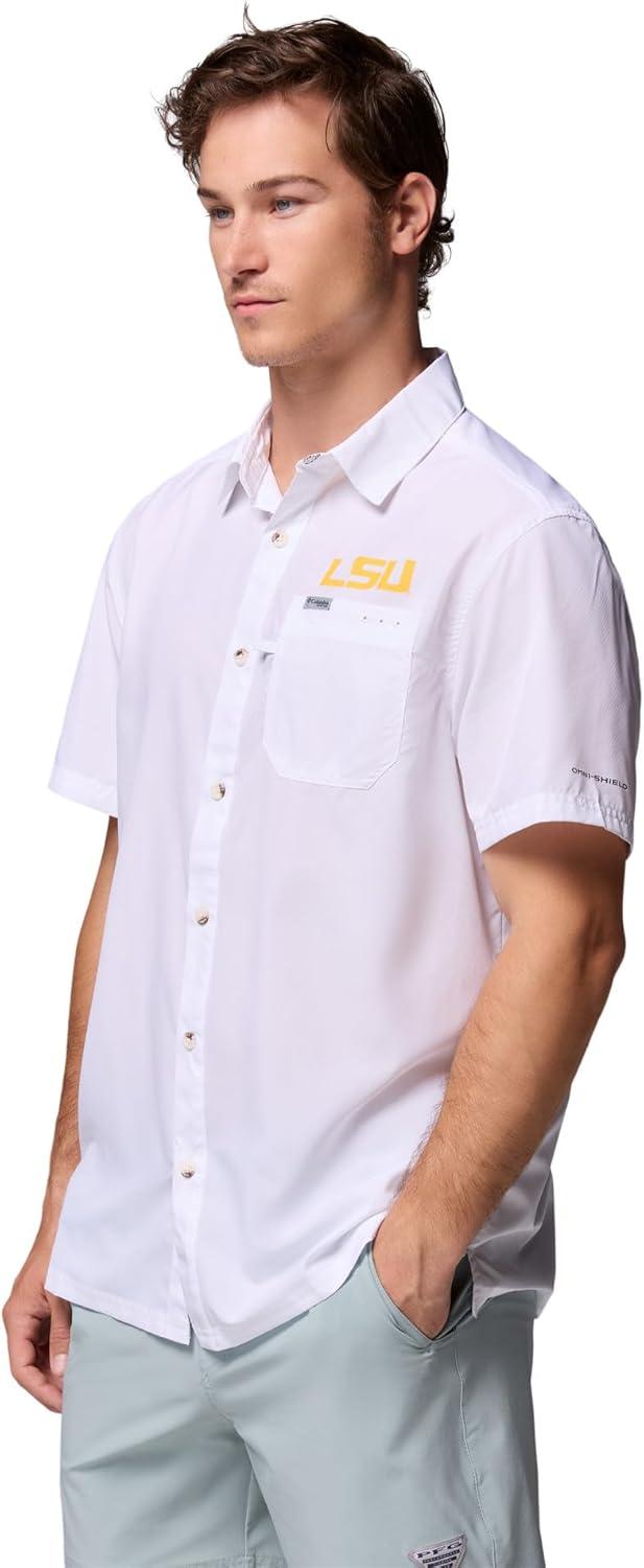 imageColumbia Mens Collegiate Slack Tide Camp ShirtLsu White