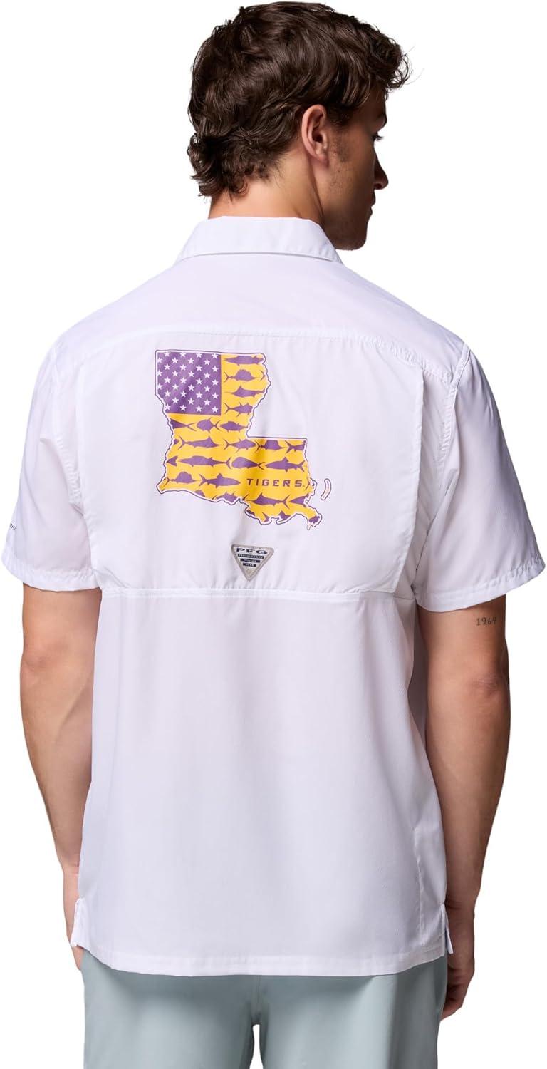 imageColumbia Mens Collegiate Slack Tide Camp ShirtLsu White