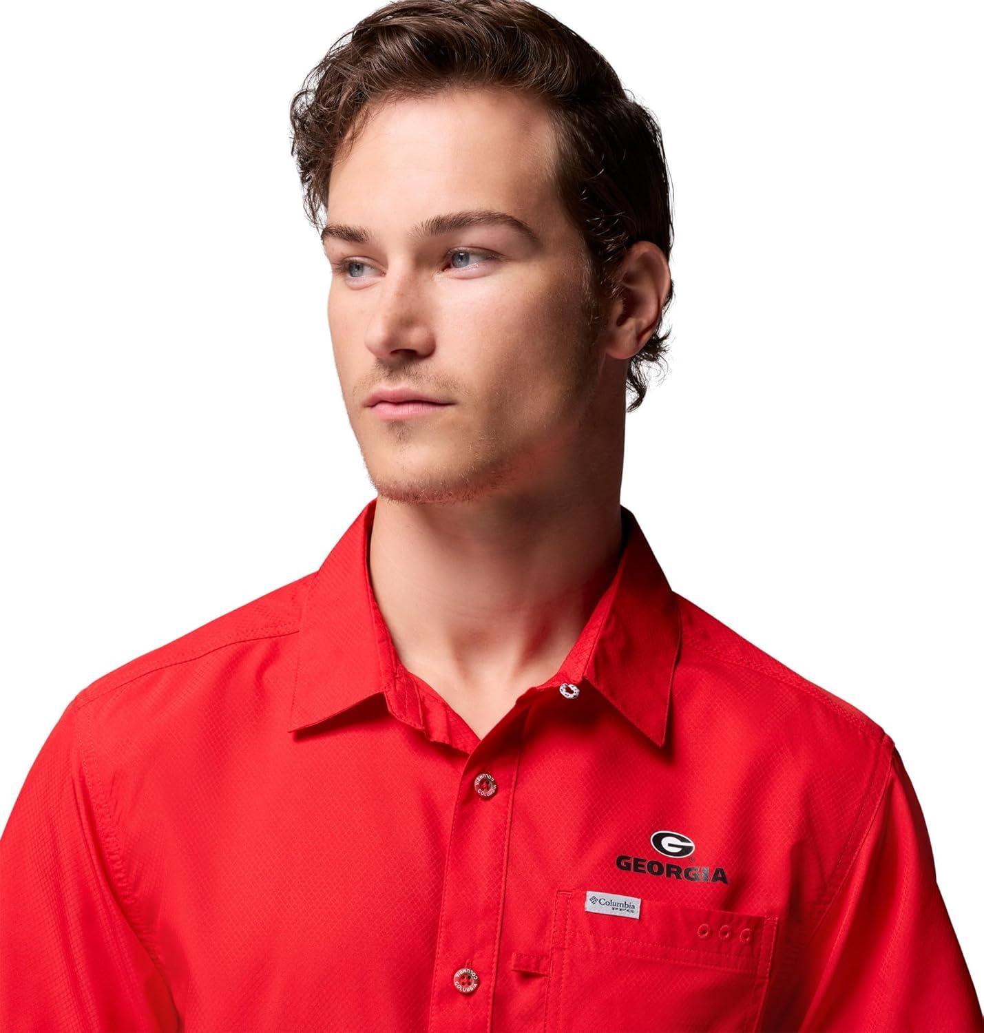 imageColumbia Mens Collegiate Slack Tide Camp ShirtUga Bright Red