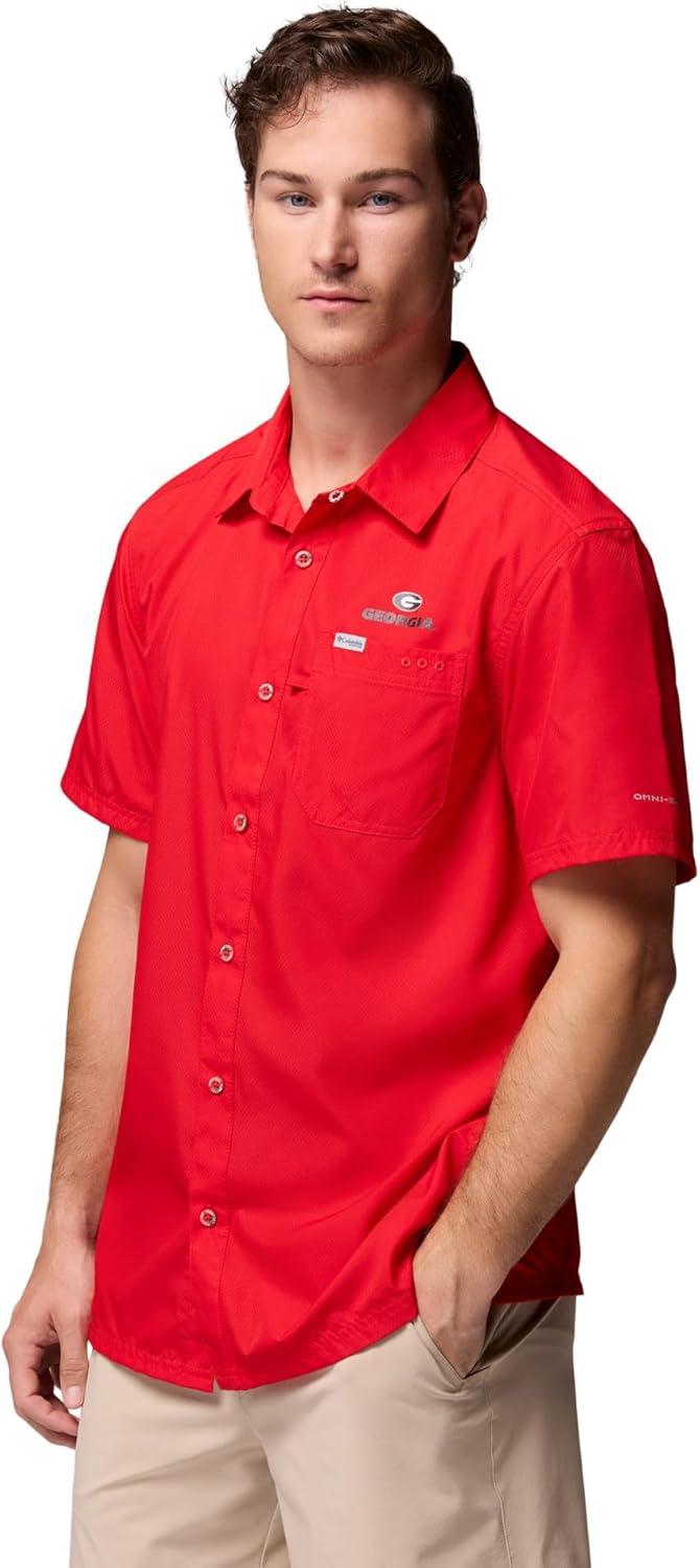 imageColumbia Mens Collegiate Slack Tide Camp ShirtUga Bright Red