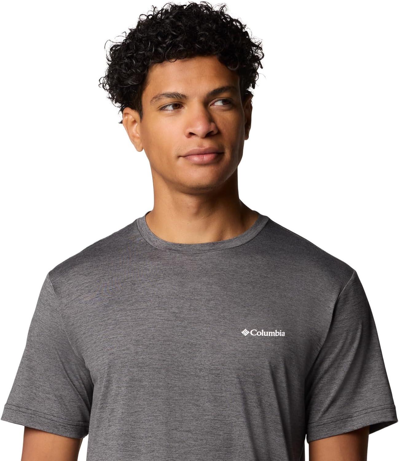 imageColumbia Mens Kwick Hike Back Graphic Short Sleeve TeeBlack HeatherLinear View Multi