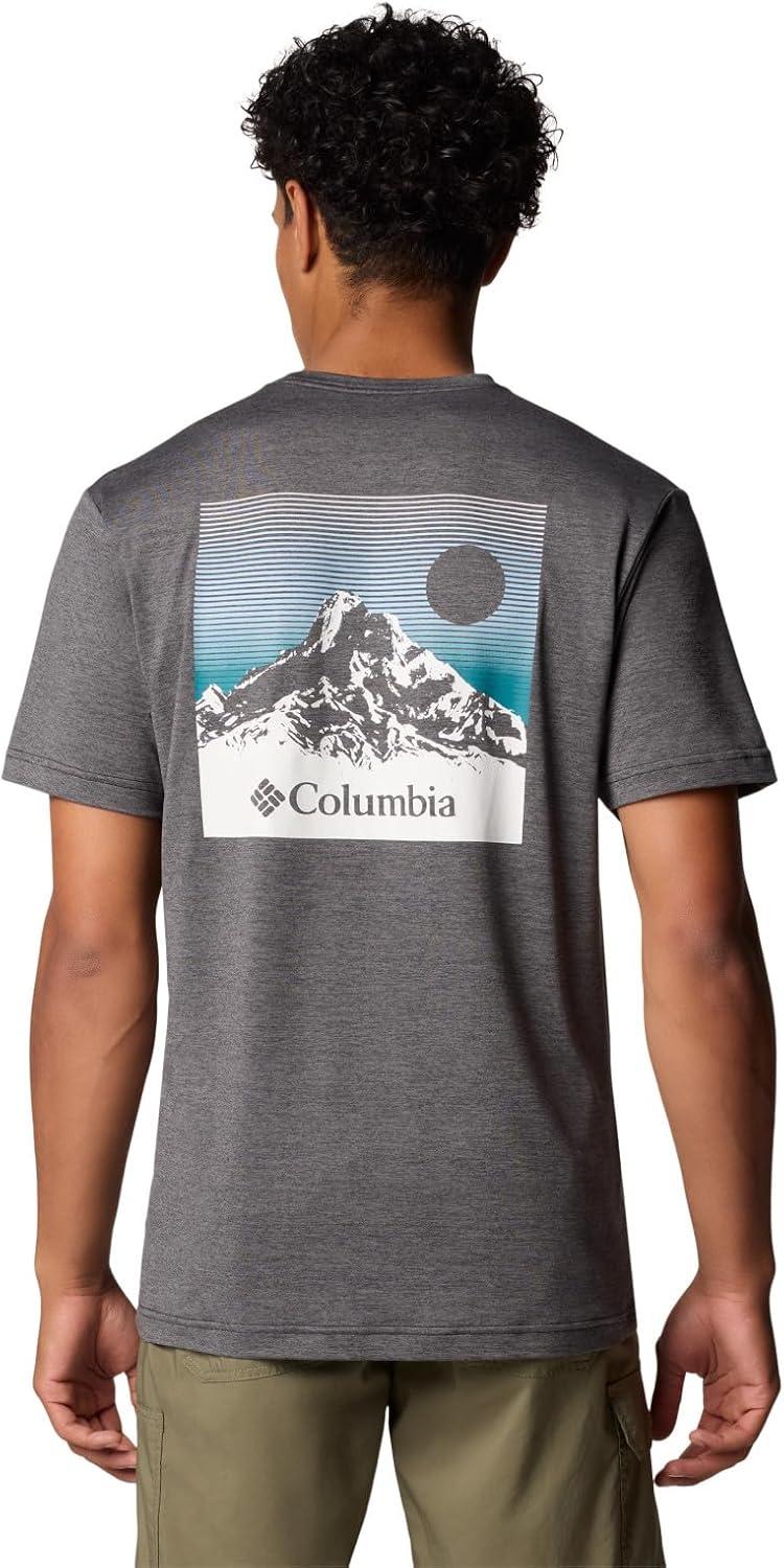 imageColumbia Mens Kwick Hike Back Graphic Short Sleeve TeeBlack HeatherLinear View Multi