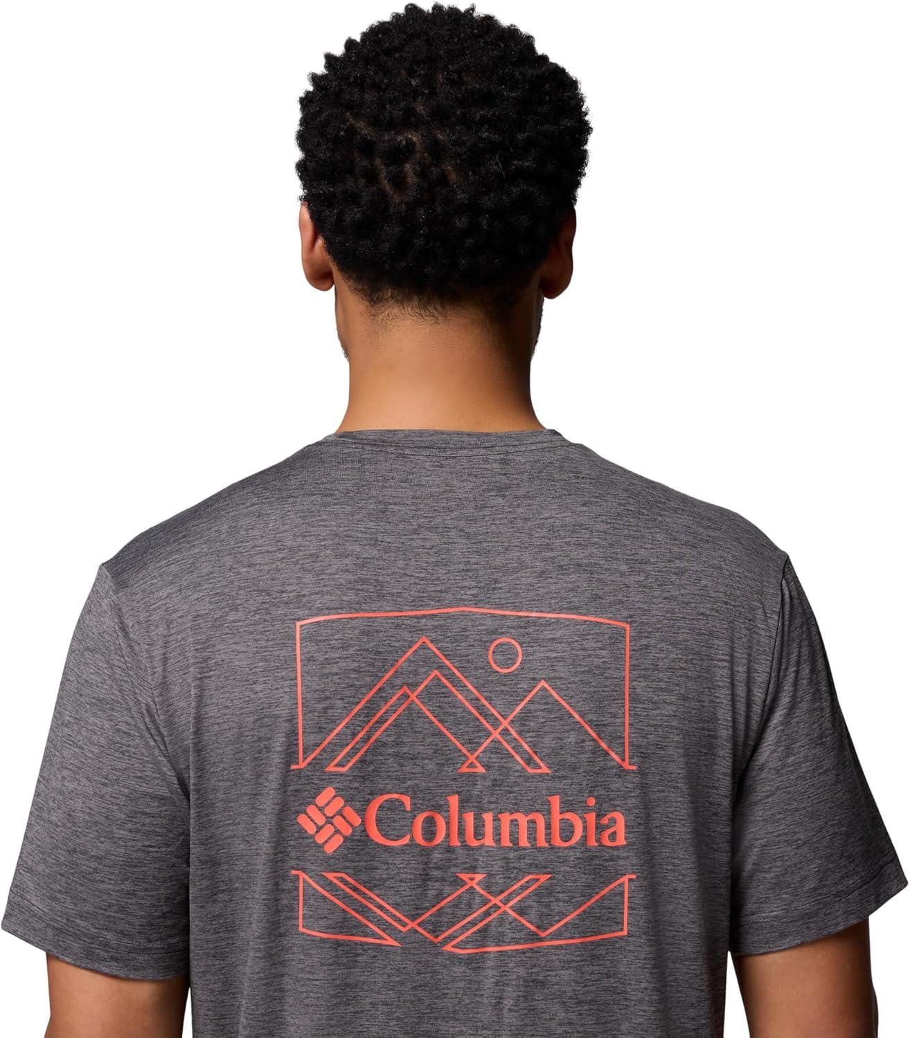 imageColumbia Mens Kwick Hike Back Graphic Short Sleeve TeeBlack HeatherLinescape